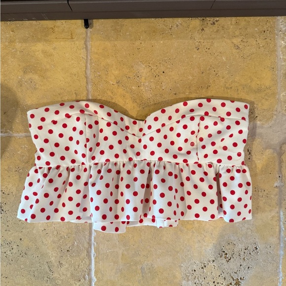 Zara Tops - Zara Polka Dot Strapless Crop Top